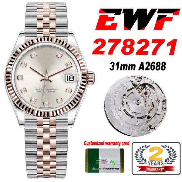 ewf 31mm 278271 eta a2688 automatic ladies watch two tone rose gold mop diamonds dial jubileesteel bracelet super edition womens same series, Slivery;brown
ewf 31mm 278271 eta a2688 automatic ladies watch two tone rose gold mop diamonds dial jubileesteel bracelet super edition womens same series, Slivery;brown