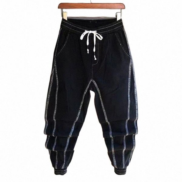men's pants men's pants korean fashion drawstring hip hop elastic waist men joggers striped streetwear harem loose cuffed ankle le, Black
men's pants men's pants korean fashion drawstring hip hop elastic waist men joggers striped streetwear harem loose cuffed ankle le, Black