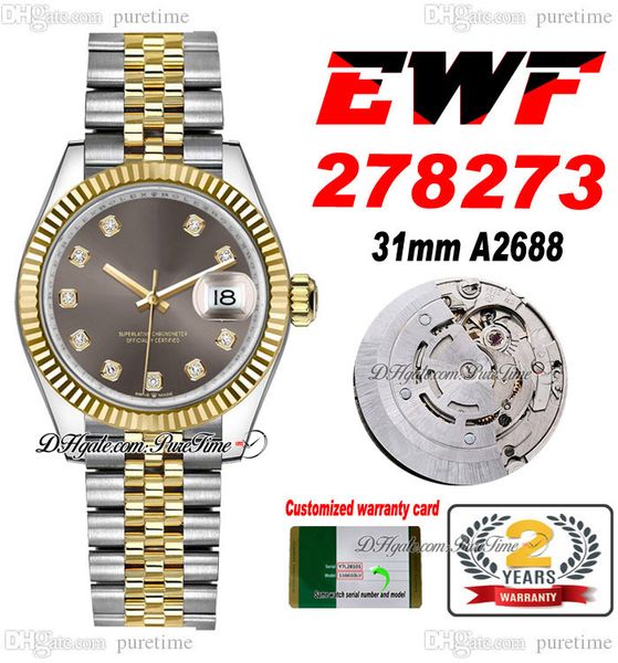 ewf 31mm 278273 eta a2688 automatic ladies watch two tone yellow gold gray diamond dial jubileesteel bracelet super edition womens same seri, Slivery;brown
ewf 31mm 278273 eta a2688 automatic ladies watch two tone yellow gold gray diamond dial jubileesteel bracelet super edition womens same seri, Slivery;brown