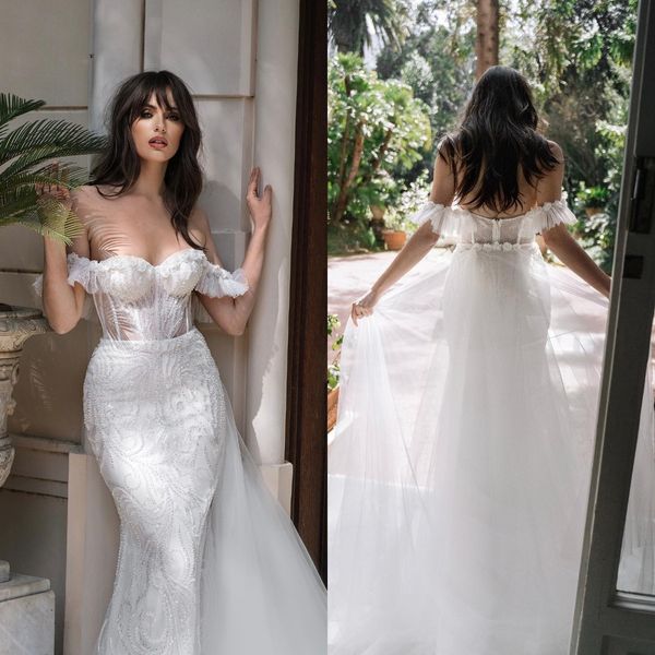 elegant mermaid 2023 wedding dress with detachable train off the shoulder floral applique bridal gowns beading garden robes de mariee, White
elegant mermaid 2023 wedding dress with detachable train off the shoulder floral applique bridal gowns beading garden robes de mariee, White
