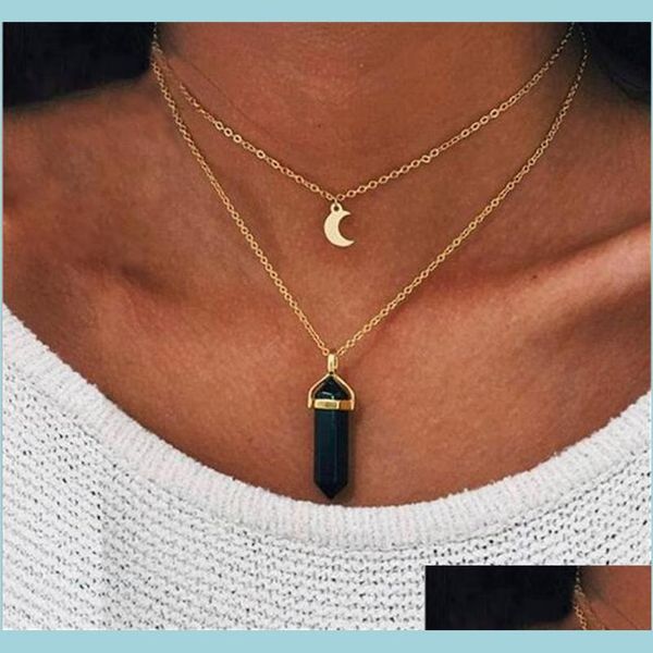 pendant necklaces fashion natural gemstone pendants 18k gold necklace rose quartz healing crystals double layer crescent jew vipjewel dhopg, Silver
pendant necklaces fashion natural gemstone pendants 18k gold necklace rose quartz healing crystals double layer crescent jew vipjewel dhopg, Silver