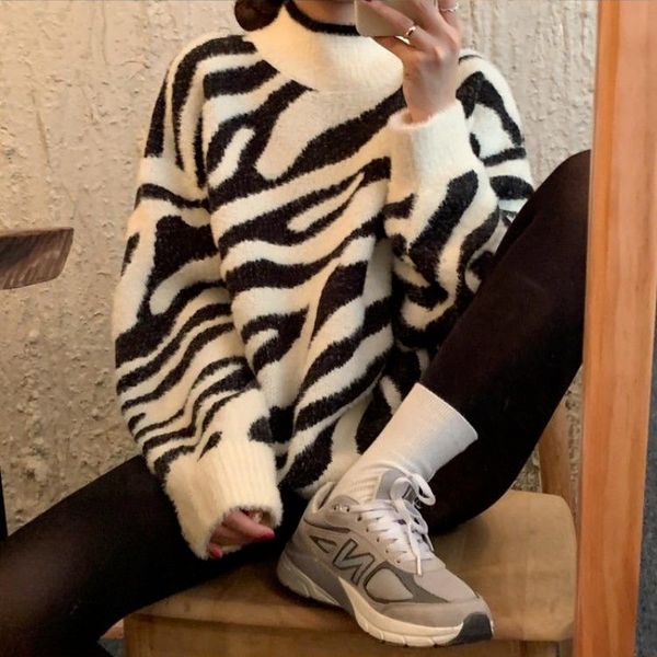 women's knits tees woman pullover striped spring autumn zebra print oversized sweater women winter loose knitted lazy oaf 220912, White
women's knits tees woman pullover striped spring autumn zebra print oversized sweater women winter loose knitted lazy oaf 220912, White