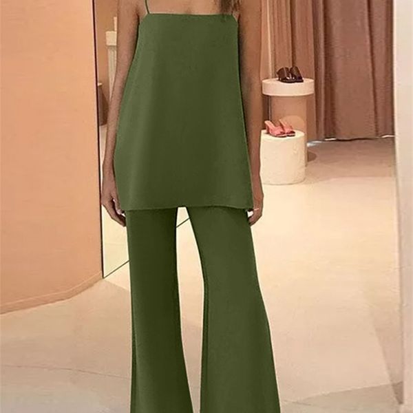 women's two piece pants fashion trousers sets 2 pcs celmia women sleeveless straps and flared pant summer solid work matching suits 22, White
women's two piece pants fashion trousers sets 2 pcs celmia women sleeveless straps and flared pant summer solid work matching suits 22, White