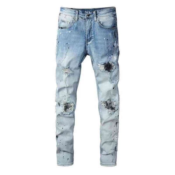 fashion street cowboy casual pants micro elastic cotton youth light blue splash paint tight jeans anniris hole breaking patch cloth trend le
fashion street cowboy casual pants micro elastic cotton youth light blue splash paint tight jeans anniris hole breaking patch cloth trend le