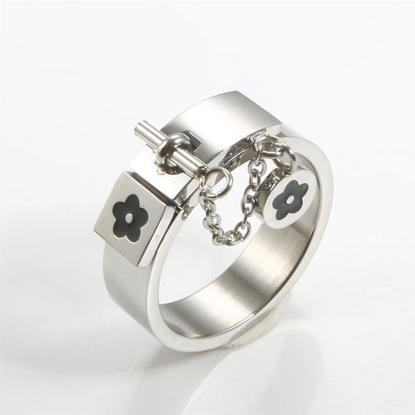 fashion lucky flower charm with chain ring gold sliver stainless steel love promise finger rings for women men jewelry gift2133, Silver
fashion lucky flower charm with chain ring gold sliver stainless steel love promise finger rings for women men jewelry gift2133, Silver