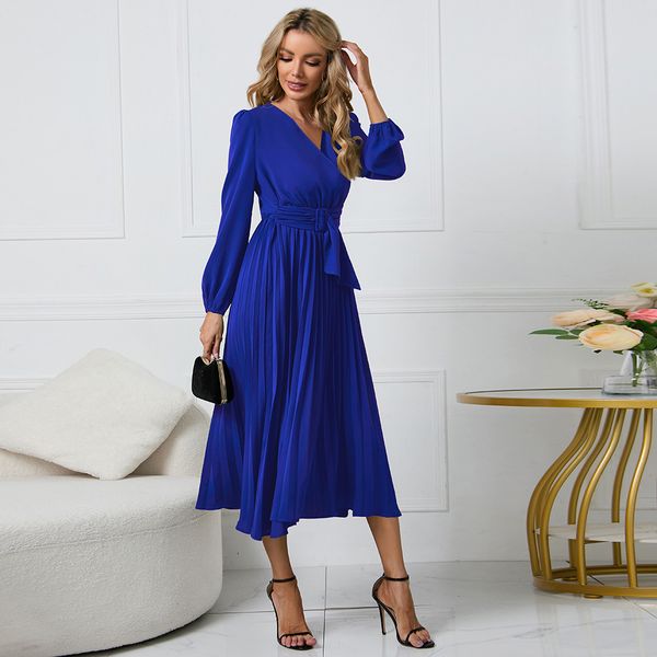 casual dresses new long sleeve slim fit pleated belt v-neck dress a-line skirt, Black;gray
casual dresses new long sleeve slim fit pleated belt v-neck dress a-line skirt, Black;gray