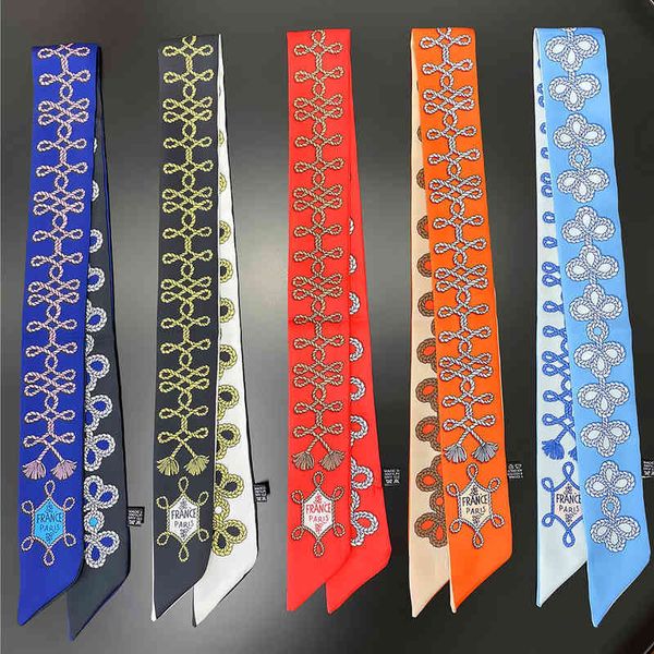 scarves luxury button print summer scarf 2022 design women skinny bag scarves headband neck silk for foulard 220725, Blue;gray
scarves luxury button print summer scarf 2022 design women skinny bag scarves headband neck silk for foulard 220725, Blue;gray