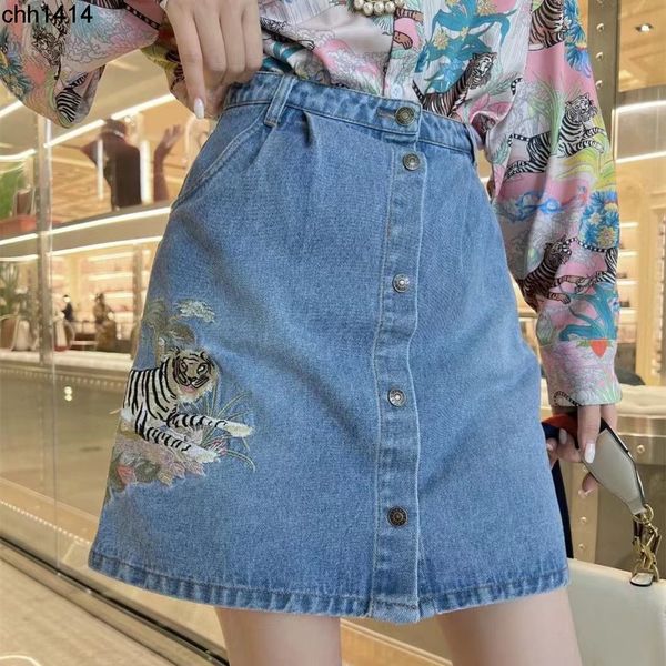 22 year new embroidery tiger high waist slim a-line denim skirt women's summer, Black
22 year new embroidery tiger high waist slim a-line denim skirt women's summer, Black