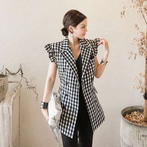women's jackets women's jackets 2022 summer women fashion plaid jacket contrast color sleeveless double-breasted suit coat thin ca, Black;brown
women's jackets women's jackets 2022 summer women fashion plaid jacket contrast color sleeveless double-breasted suit coat thin ca, Black;brown