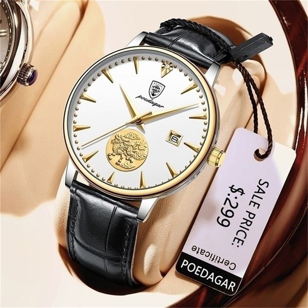 wristwatches poedagar automatic mechanical men watch leather waterproof calendar business fashion brand luxury mens watches 220912, Slivery;brown
wristwatches poedagar automatic mechanical men watch leather waterproof calendar business fashion brand luxury mens watches 220912, Slivery;brown