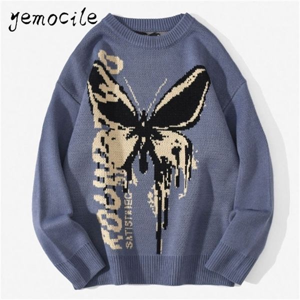 men's sweaters hip hop knitwear mens harajuku fashion butterfly male loose casual streetwear pullover 220912, White;black
men's sweaters hip hop knitwear mens harajuku fashion butterfly male loose casual streetwear pullover 220912, White;black