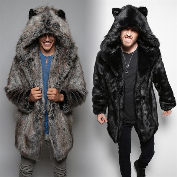 men's leather faux winter fur thick warm coat long sleeve fashion hooded jackets bear plush cardigan blouse casual male parka snow wear, Black
men's leather faux winter fur thick warm coat long sleeve fashion hooded jackets bear plush cardigan blouse casual male parka snow wear, Black