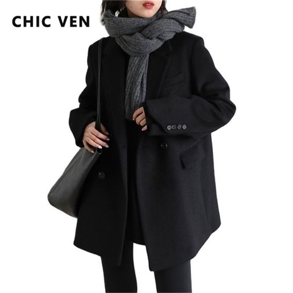 women's wool blends chic ven women blend coat solid mid long en blazer thick warm blouse overcoat office lady autumn winter 220912, Black
women's wool blends chic ven women blend coat solid mid long en blazer thick warm blouse overcoat office lady autumn winter 220912, Black