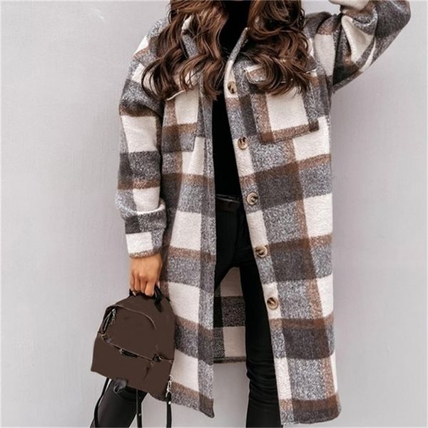 women's wool blends coat turn-down collar long sleeve autumn winter overcoat plaid print flap pockets woolen oversize outerwear 220912, Black
women's wool blends coat turn-down collar long sleeve autumn winter overcoat plaid print flap pockets woolen oversize outerwear 220912, Black