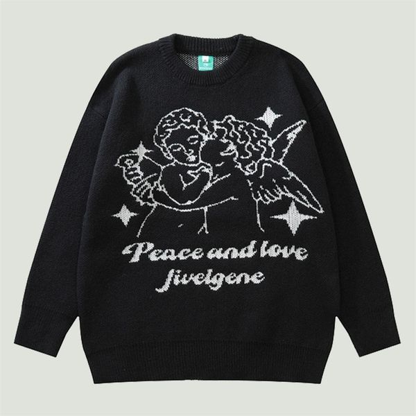 men s sweaters streetwear knitted mens angel printed jumper autumn hip hop harajuku oversized casual o neck pullover black 220913, White;black
men s sweaters streetwear knitted mens angel printed jumper autumn hip hop harajuku oversized casual o neck pullover black 220913, White;black
