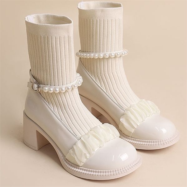 boots autumn boots women pearl platform buckle mid calf boots woman sock shoes round toe noslip ladies booties mary jane shoes 220913, Black
boots autumn boots women pearl platform buckle mid calf boots woman sock shoes round toe noslip ladies booties mary jane shoes 220913, Black