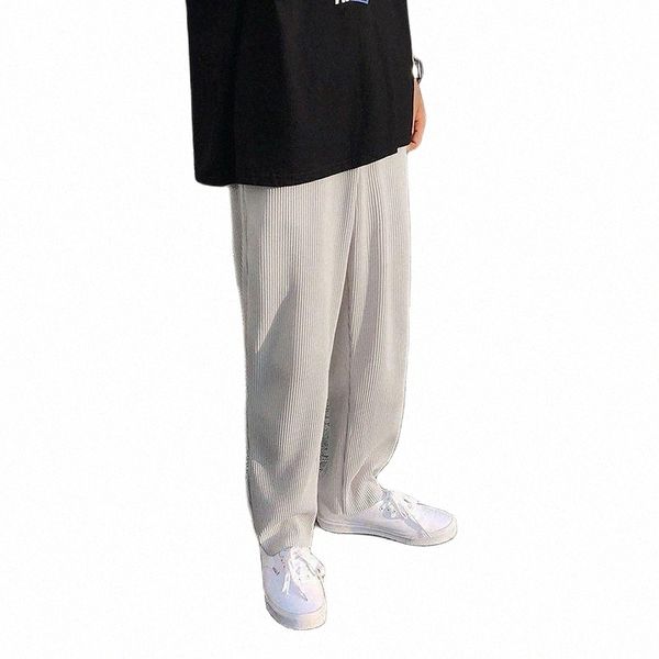 men's pants summer pleated pants straight wide leg elastic mid waist casual mans loose nine points solid color streetwear ice silk trou, Black
men's pants summer pleated pants straight wide leg elastic mid waist casual mans loose nine points solid color streetwear ice silk trou, Black