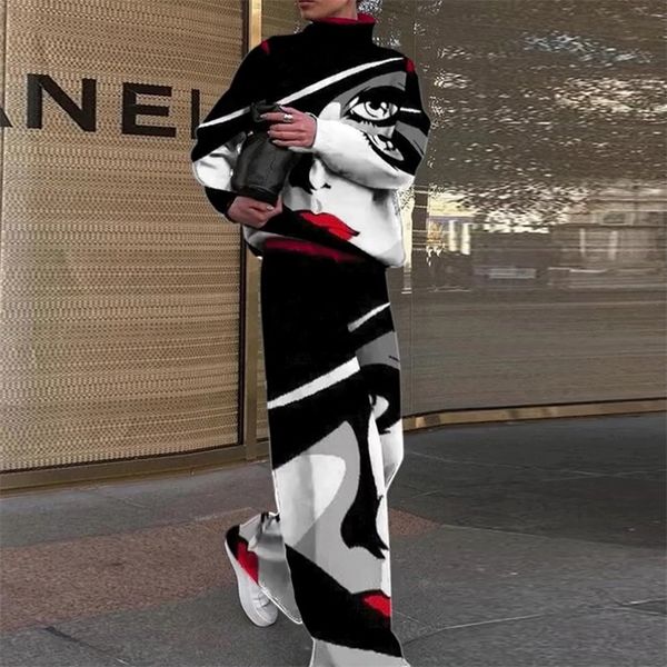 women's two piece pants women casual long pants print outfits long sleeve loose elastic waist pants set female spring autumn trousers, White
women's two piece pants women casual long pants print outfits long sleeve loose elastic waist pants set female spring autumn trousers, White
