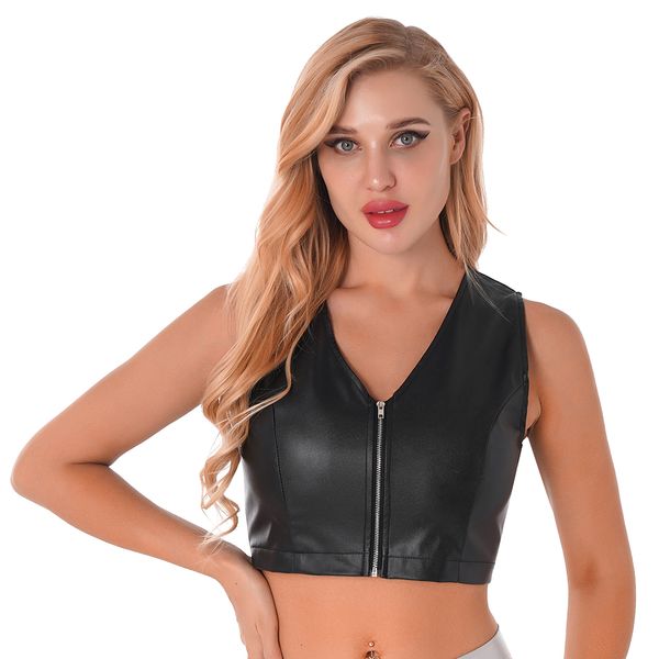 catsuit costumes black womens ladies fashion v neck zipper waistcoat blouse casual sleeveless shiny metallic leather vest crop wetlook tank
catsuit costumes black womens ladies fashion v neck zipper waistcoat blouse casual sleeveless shiny metallic leather vest crop wetlook tank