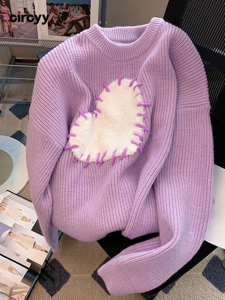 women s sweaters circyy purple for women o neck loose heart sweet chic pullovers simple knitted autumn winter long sleeve jumpers 220913, White;black
women s sweaters circyy purple for women o neck loose heart sweet chic pullovers simple knitted autumn winter long sleeve jumpers 220913, White;black