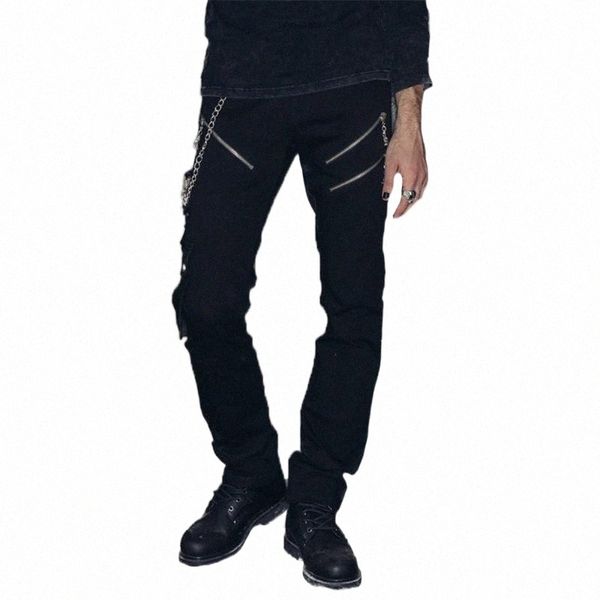 men's pants arrival fashion nail zipper gothic punk trousers personality men's long pants o5jn#, Black
men's pants arrival fashion nail zipper gothic punk trousers personality men's long pants o5jn#, Black