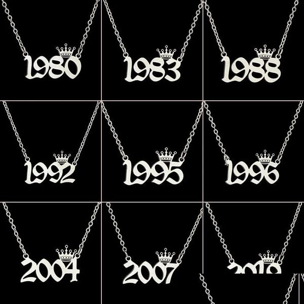 pendant necklaces english number letter necklace stainless steel chain crown for women birthday gift female birth year neck newdhdh8rj, Silver 
pendant necklaces english number letter necklace stainless steel chain crown for women birthday gift female birth year neck newdhdh8rj, Silver