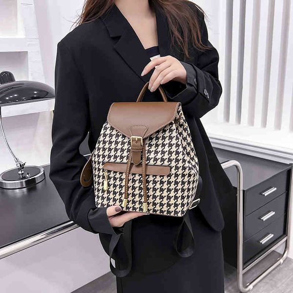 fashion backpack travel lattice backpack women 2022 new bucket bag purses outlet