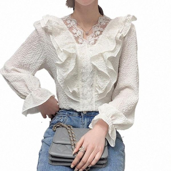 women's blouses & shirts women's blouses & shirts xl embroidered lace blouse ruffle flared sleeve shirt female 2022 spring elegant, White
women's blouses & shirts women's blouses & shirts xl embroidered lace blouse ruffle flared sleeve shirt female 2022 spring elegant, White
