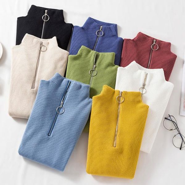 women s sweaters autumn winter turtleneck zipper inner wear long sleeved slim outer 220913, White;black
women s sweaters autumn winter turtleneck zipper inner wear long sleeved slim outer 220913, White;black