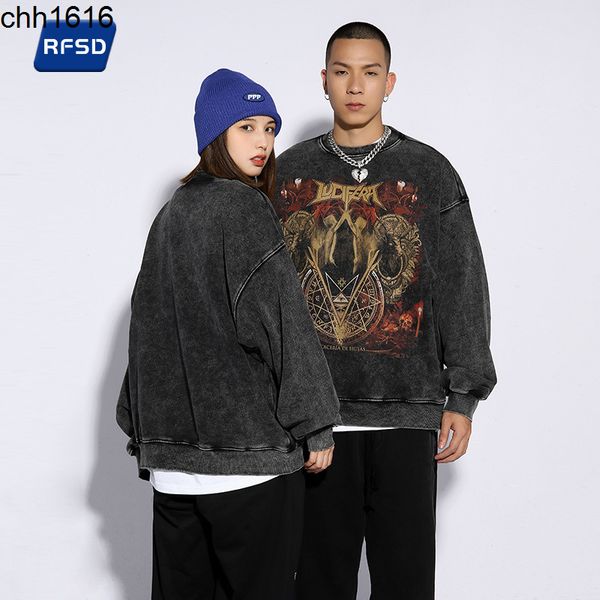 rfsd men wear 450g chonggao street round neck sweater men fashion brand washed old dark printing loose, Black
rfsd men wear 450g chonggao street round neck sweater men fashion brand washed old dark printing loose, Black