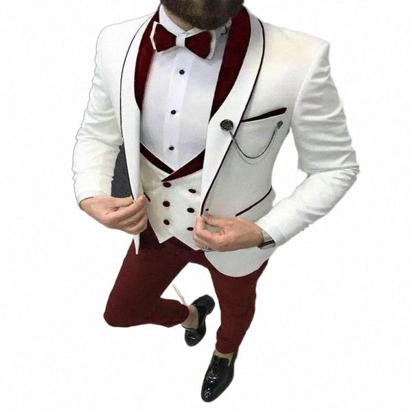 men's suits & blazers men's suit fashion formal business slim fit 3-pieces white blazers burgundy pant tuxedo wedding men suits gr, White;black
men's suits & blazers men's suit fashion formal business slim fit 3-pieces white blazers burgundy pant tuxedo wedding men suits gr, White;black