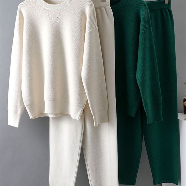 women's two piece pants ezsskj 2 pieces sweater set women tracksuit o-neck sweater loose trousers chic pullover sweater knitted carrot, White
women's two piece pants ezsskj 2 pieces sweater set women tracksuit o-neck sweater loose trousers chic pullover sweater knitted carrot, White