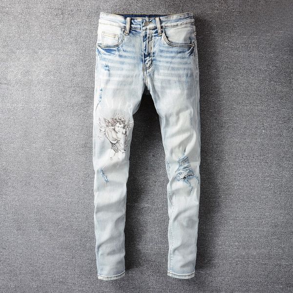 men's jeans light blue patch print kids shredded stretch slim skinny pants printed letters
men's jeans light blue patch print kids shredded stretch slim skinny pants printed letters