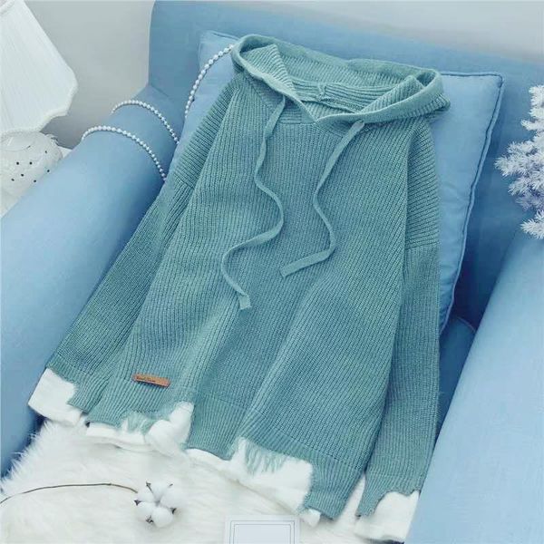 women s sweaters autumn winter knitted sweater women korean style fashion hooded long sleeve knit coat female y2 casual pullover ladies 220, White;black
women s sweaters autumn winter knitted sweater women korean style fashion hooded long sleeve knit coat female y2 casual pullover ladies 220, White;black