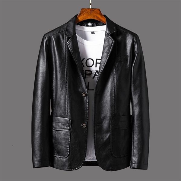 men's leather faux handsome black suit jacket men trend loose coat man bomber autumn clothes locomotive mens 220913
men's leather faux handsome black suit jacket men trend loose coat man bomber autumn clothes locomotive mens 220913
