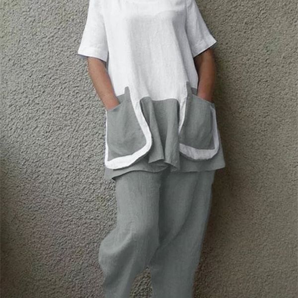 women's two piece pants zanzea 2pcs summer urban tracksuit women loose patchwork cotton matching sets casual pant sets vintage short sl, White
women's two piece pants zanzea 2pcs summer urban tracksuit women loose patchwork cotton matching sets casual pant sets vintage short sl, White
