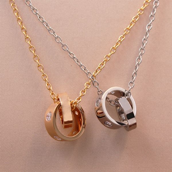 stainless steel luxury pendant necklaces brand circle double ring buckle simple classic designer love necklace women party wedding jewelry, Silver
stainless steel luxury pendant necklaces brand circle double ring buckle simple classic designer love necklace women party wedding jewelry, Silver