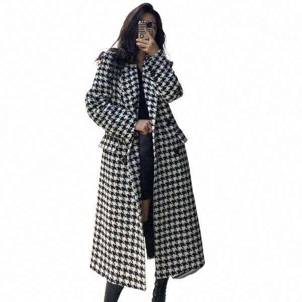 women's wool & blends women's wool & blends 2022 european and american style autumn loose casual long houndstooth woolen coat jack, Black
women's wool & blends women's wool & blends 2022 european and american style autumn loose casual long houndstooth woolen coat jack, Black