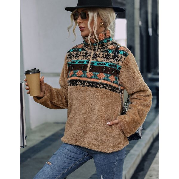 women's jackets shimmering women's double-sided cashmere loose pullover color matching geometric printing round neck long sleeve p, Black;brown
women's jackets shimmering women's double-sided cashmere loose pullover color matching geometric printing round neck long sleeve p, Black;brown