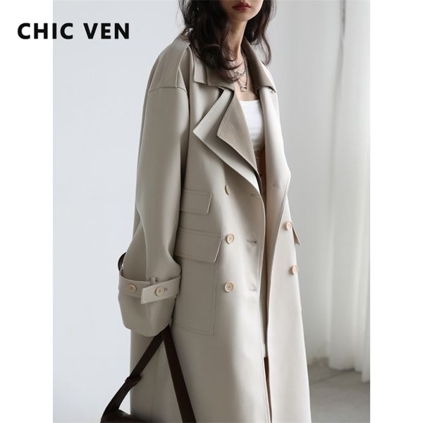 women's trench coats chic ven women solid loose contrast double collar breasted long windbreaker coat office lady spring 220913, Tan;black
women's trench coats chic ven women solid loose contrast double collar breasted long windbreaker coat office lady spring 220913, Tan;black
