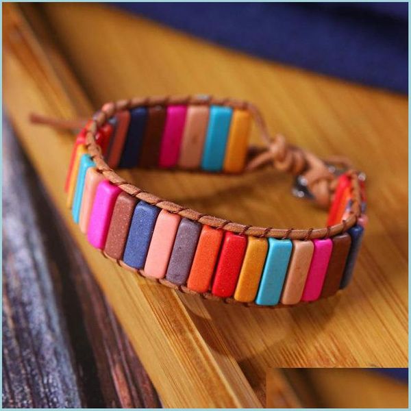 beaded strands bracelet jewelry handmade mti color natural stone tube beads leather wrap chakra couples bracelets creativ bdejewelry dhchr, Black
beaded strands bracelet jewelry handmade mti color natural stone tube beads leather wrap chakra couples bracelets creativ bdejewelry dhchr, Black