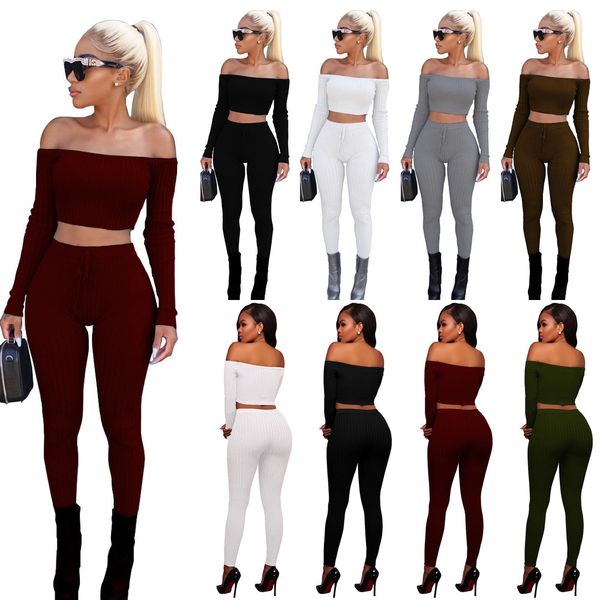 high elasticity pants suit solid long sleeve off shoulder sweat shirt leggings 2 piece set bodycon outfits, White
high elasticity pants suit solid long sleeve off shoulder sweat shirt leggings 2 piece set bodycon outfits, White