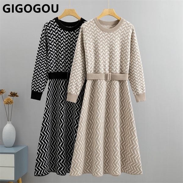 casual dresses gigogou luxury jacquard women long knit sweater chic autumn winter a line with belt pleated maxi midi party 220913, Black;gray
casual dresses gigogou luxury jacquard women long knit sweater chic autumn winter a line with belt pleated maxi midi party 220913, Black;gray