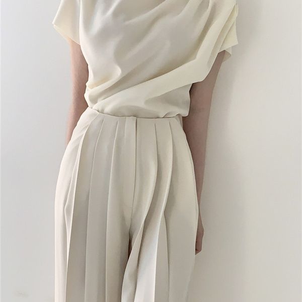 women's two piece pants women summer two piece set korean chic stand collar high waist pleated casual pants trousers office lady 2 piec, White
women's two piece pants women summer two piece set korean chic stand collar high waist pleated casual pants trousers office lady 2 piec, White