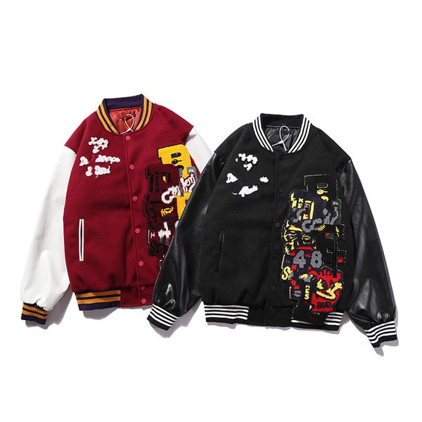 jacket designer version luxury tr sc woolen sleeves stitched embroidered baseball uniform men's stand-up collar quilted jacket couples, Blue;black
jacket designer version luxury tr sc woolen sleeves stitched embroidered baseball uniform men's stand-up collar quilted jacket couples, Blue;black