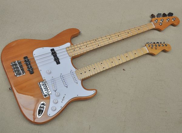 4 and 6 strings double neck electric guitar with maple fretboard white pickguard chrome hardware
4 and 6 strings double neck electric guitar with maple fretboard white pickguard chrome hardware