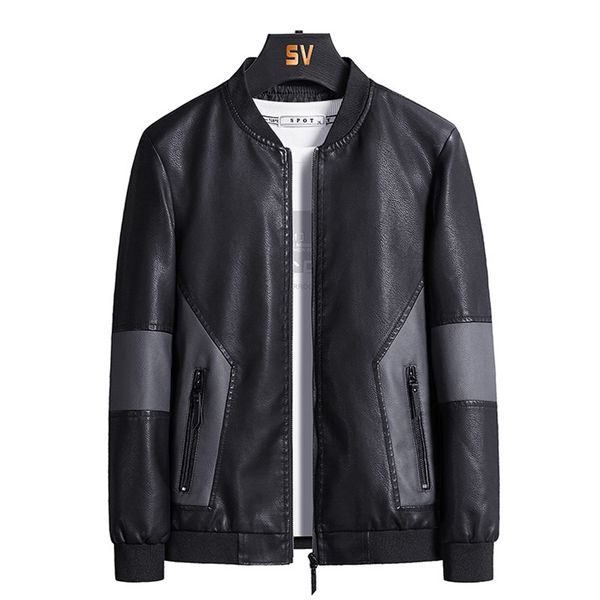 men's leather faux 8xl autumn leather jacket fashion mens slim stand-up collar black stitching gray motorcycle high-quality 220913
men's leather faux 8xl autumn leather jacket fashion mens slim stand-up collar black stitching gray motorcycle high-quality 220913