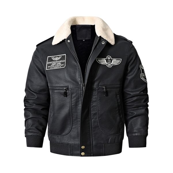 men's leather faux bomber motorcycle jacket vintage brown military flight coat winter fleece pigskin plus size jaqueta 220913, Black
men's leather faux bomber motorcycle jacket vintage brown military flight coat winter fleece pigskin plus size jaqueta 220913, Black