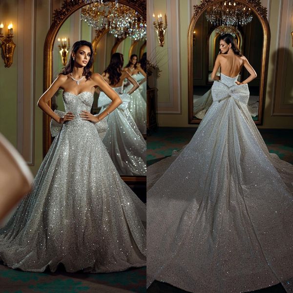 shiny sequined 2022 wedding dresses a line bride dress sweetheart bow back bridal gowns glamorous vestido de novia, White
shiny sequined 2022 wedding dresses a line bride dress sweetheart bow back bridal gowns glamorous vestido de novia, White