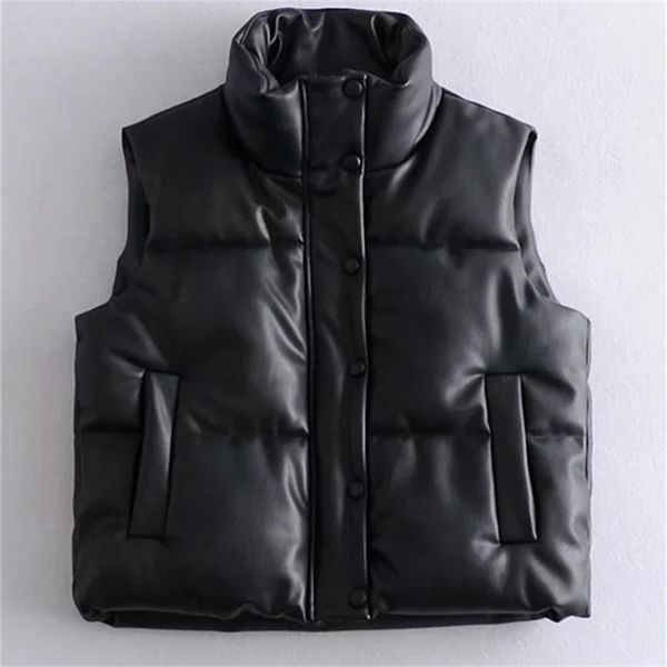 women's vests womens puffy down black pu leather woman jacket coat autumn winter outwear puffer female sleeveless 220912, Black;white
women's vests womens puffy down black pu leather woman jacket coat autumn winter outwear puffer female sleeveless 220912, Black;white